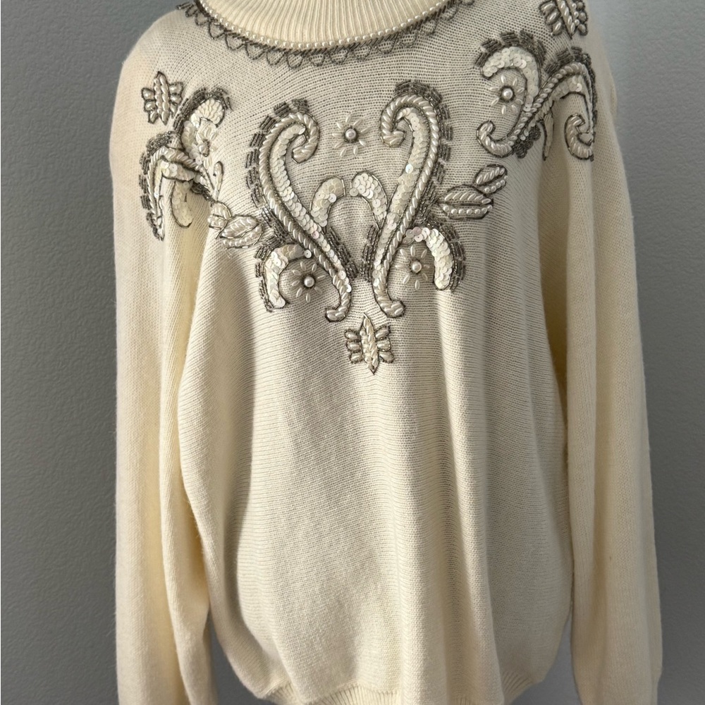 Embroidered Cream Sweater